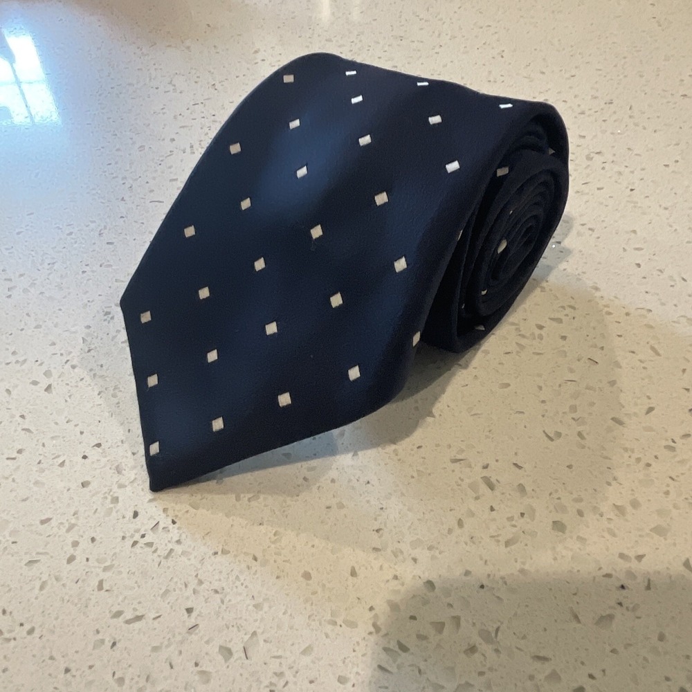 CHRISTIAN DIOR CRAVATE Printed Tie in Blue & Silver Polyester